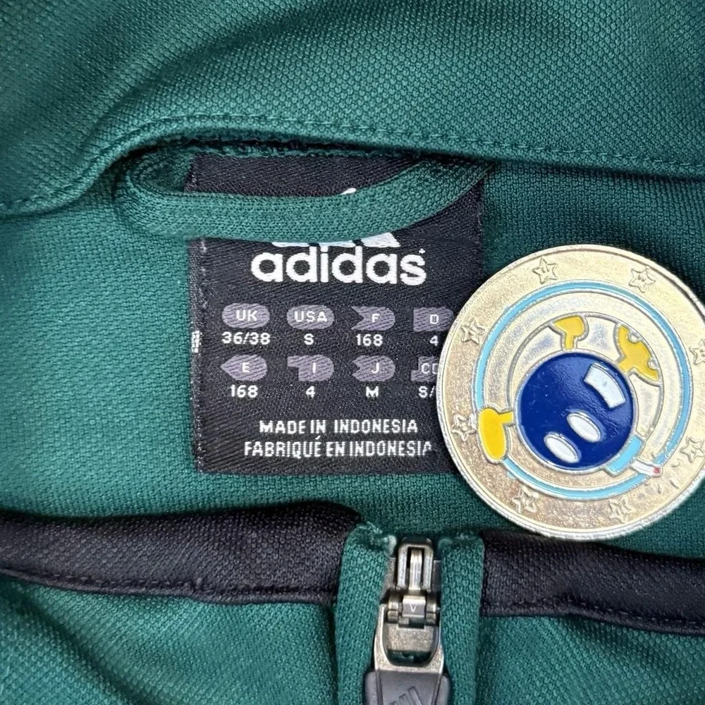 Vintage Adidas 2005 Full Zip Green Track Jacket Adult Size Small Sportswear Y2K